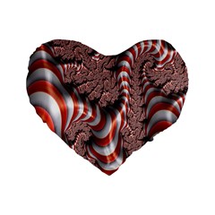 Fractal Abstract Red White Stripes Standard 16  Premium Heart Shape Cushions