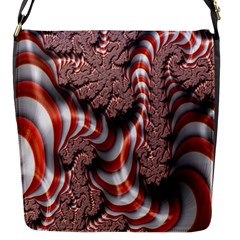 Fractal Abstract Red White Stripes Flap Messenger Bag (s)