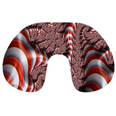 Fractal Abstract Red White Stripes Travel Neck Pillows
