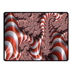 Fractal Abstract Red White Stripes Double Sided Fleece Blanket (Small) 