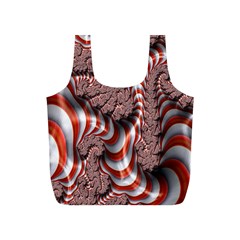 Fractal Abstract Red White Stripes Full Print Recycle Bags (S) 