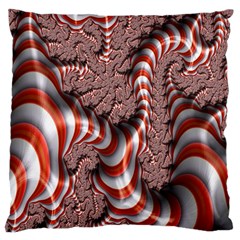 Fractal Abstract Red White Stripes Large Flano Cushion Case (One Side)