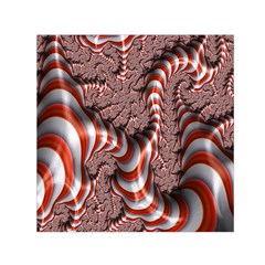 Fractal Abstract Red White Stripes Small Satin Scarf (Square)