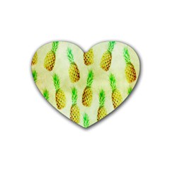 Pineapple Wallpaper Vintage Heart Coaster (4 Pack)  by Nexatart
