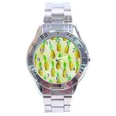Pineapple Wallpaper Vintage Stainless Steel Analogue Watch by Nexatart
