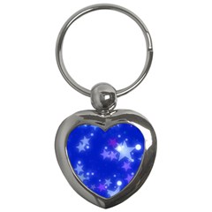 Star Bokeh Background Scrapbook Key Chains (heart) 