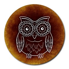 Owl Abstract Funny Pattern Round Mousepads by Nexatart