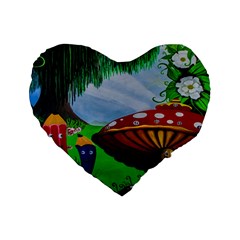 Kindergarten Painting Wall Colorful Standard 16  Premium Heart Shape Cushions by Nexatart