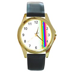 Rainbow Side Background Round Gold Metal Watch by Nexatart