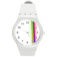 Rainbow Side Background Round Plastic Sport Watch (m) by Nexatart