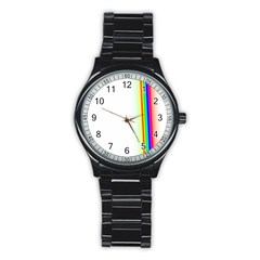 Rainbow Side Background Stainless Steel Round Watch by Nexatart