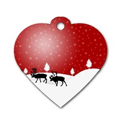 Reindeer In Snow Dog Tag Heart (two Sides) by Nexatart