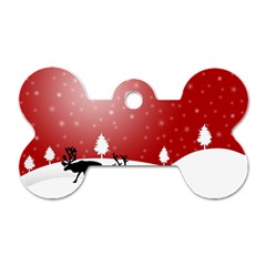 Reindeer In Snow Dog Tag Bone (one Side)