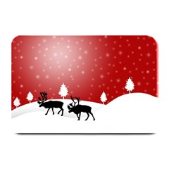 Reindeer In Snow Plate Mats by Nexatart