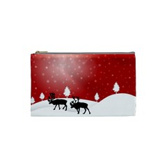 Reindeer In Snow Cosmetic Bag (small) 