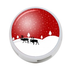 Reindeer In Snow 4-port Usb Hub (two Sides)  by Nexatart