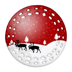 Reindeer In Snow Ornament (round Filigree)