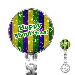 Happy Mardi Gras Poster Stainless Steel Nurses Watch by dflcprints