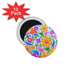 Floral Paisley Background Flower 1.75  Magnets (10 pack) 