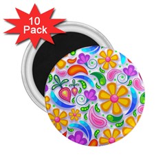 Floral Paisley Background Flower 2.25  Magnets (10 pack) 