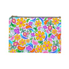 Floral Paisley Background Flower Cosmetic Bag (large) 