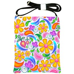 Floral Paisley Background Flower Shoulder Sling Bags by Nexatart