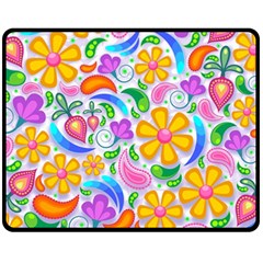 Floral Paisley Background Flower Fleece Blanket (medium)  by Nexatart