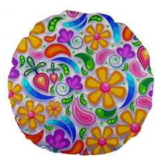 Floral Paisley Background Flower Large 18  Premium Round Cushions by Nexatart