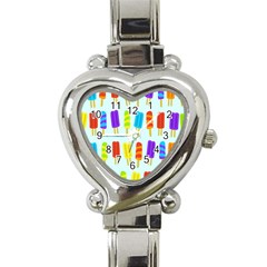 Food Pattern Heart Italian Charm Watch by Nexatart