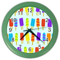 Food Pattern Color Wall Clocks by Nexatart