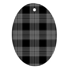 Plaid Checks Background Black Oval Ornament (two Sides)