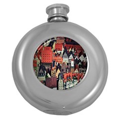 Tilt Shift Of Urban View During Daytime Round Hip Flask (5 Oz)