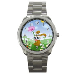 Easter Spring Flowers Happy Sport Metal Watch by Nexatart