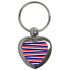 Red White Blue Patriotic Ribbons Key Chains (heart)  by Nexatart