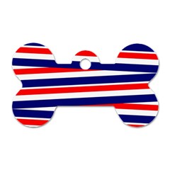 Red White Blue Patriotic Ribbons Dog Tag Bone (one Side)