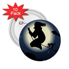 Halloween Card With Witch Vector Clipart 2 25  Buttons (10 Pack)  by Nexatart