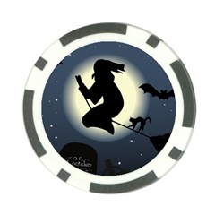 Halloween Card With Witch Vector Clipart Poker Chip Card Guard (10 Pack) by Nexatart