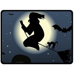 Halloween Card With Witch Vector Clipart Double Sided Fleece Blanket (large)  by Nexatart