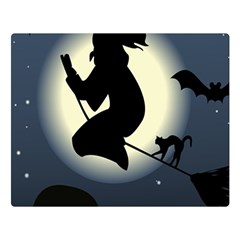 Halloween Card With Witch Vector Clipart Double Sided Flano Blanket (large)  by Nexatart
