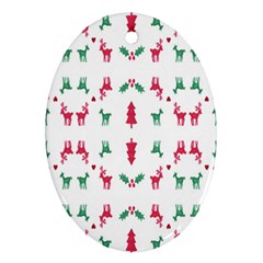 Reindeer Pattern Oval Ornament (two Sides)