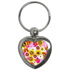 Flowers Blossom Bloom Nature Plant Key Chains (heart)  by Nexatart