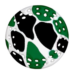 Green Black Digital Pattern Art Ornament (round Filigree)