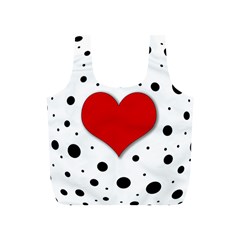 Red Heart Full Print Recycle Bags (s)  by Valentinaart