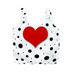 Red Heart Full Print Recycle Bags (m)  by Valentinaart