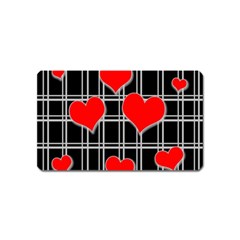 Red Hearts Pattern Magnet (name Card) by Valentinaart