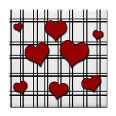 Hearts Pattern Tile Coasters by Valentinaart