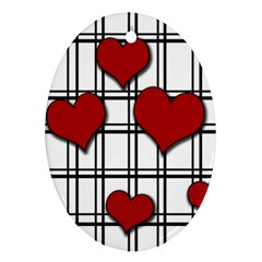 Hearts pattern Oval Ornament (Two Sides)