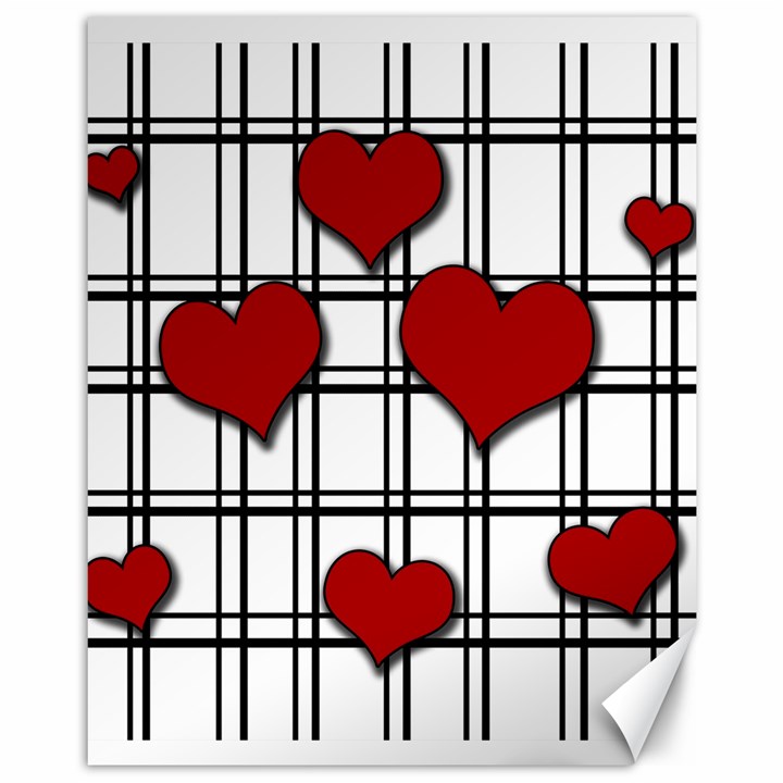 Hearts pattern Canvas 11  x 14  