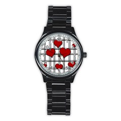 Hearts pattern Stainless Steel Round Watch