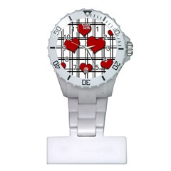 Hearts Pattern Plastic Nurses Watch